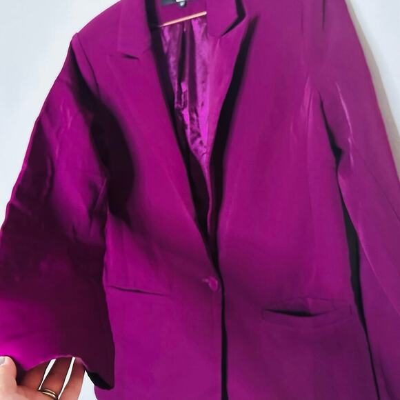 ENDLESS ROSE Purple Jewel Toned Single Button Breasted Blazer Size Medium - Picture 7 of 11